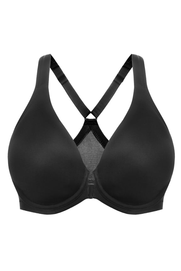 Women's Racerback Front Closure Bras Plunge Unlined Full Coverage Seamless Underwire Bra Black 46G