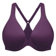 thumbnail image 1 of MELENECA Women's Racerback Front Closure Bras Plunge Unlined Full Coverage Seamless Underwire Bra Grape Wine 44DD, 1 of 7