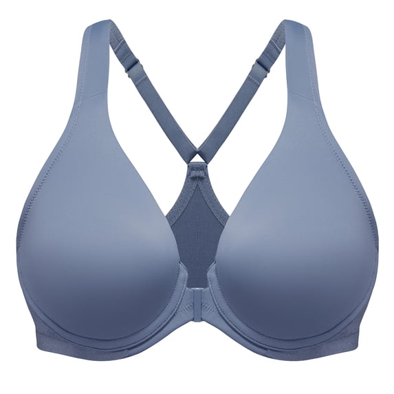 MELENECA Women's Racerback Front Closure Bras Plunge Unlined Full Coverage Seamless Underwire Bra Slate Blue 34E