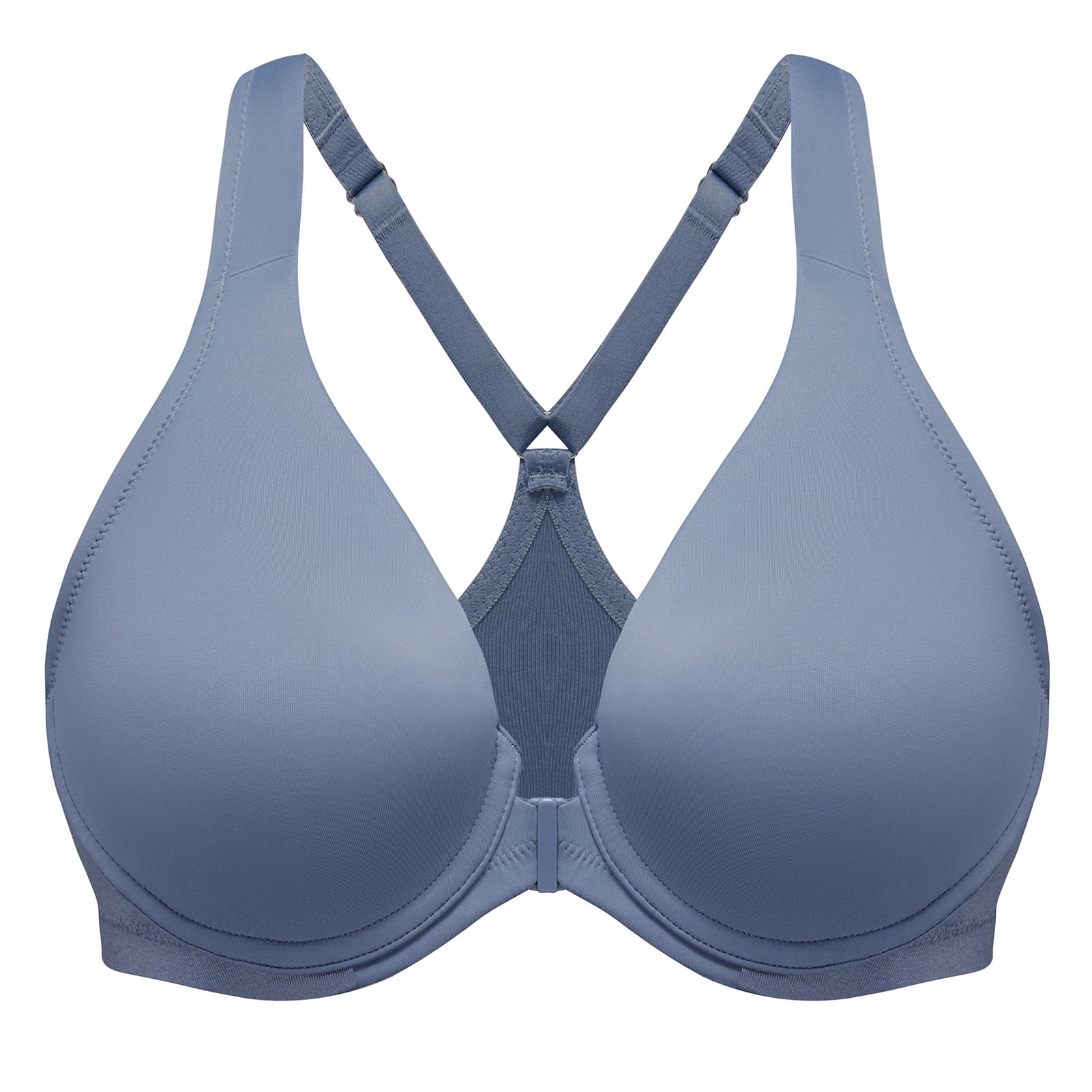 MELENECA Women's Racerback Front Closure Bras Plunge Unlined Full Coverage Seamless Underwire Bra Slate Blue 36B