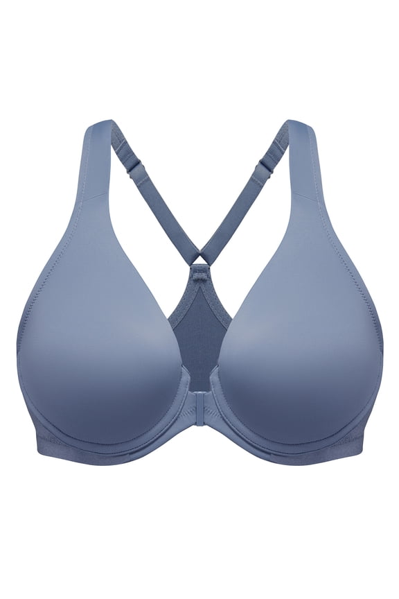 Women's Racerback Front Closure Bras Plunge Unlined Full Coverage Seamless Underwire Bra Slate Blue 42E