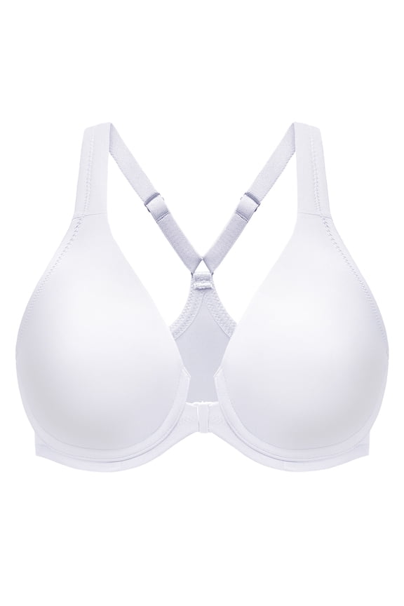 Women's Racerback Front Closure Bras Plunge Unlined Full Coverage Seamless Underwire Bra White 42F