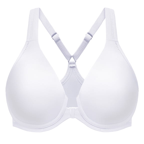 MELENECA Women's Racerback Front Closure Bras Plunge Unlined Full Coverage Seamless Underwire Bra White 46D