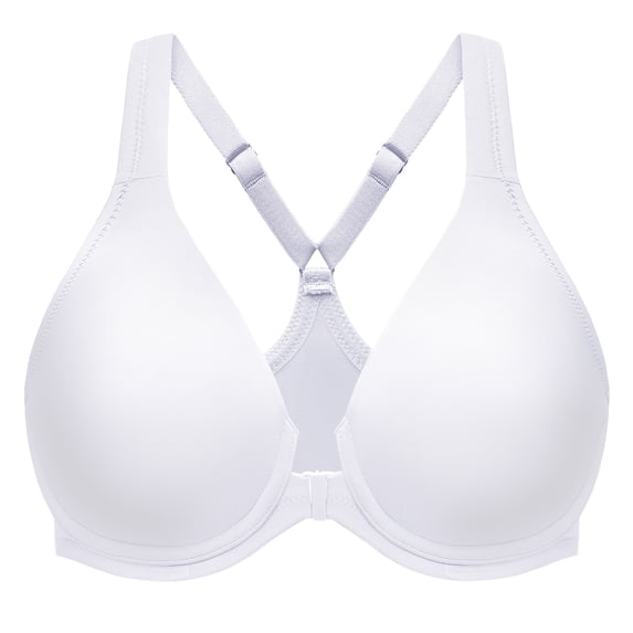 MELENECA Women's Racerback Front Closure Bras Plunge Unlined Full Coverage Seamless Underwire Bra White 48G