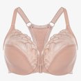 thumbnail image 1 of MELENECA Women's Racerback Front Closure Lace Unlined Plus Size Full Coverage Underwire Bra Beige 44G, 1 of 7