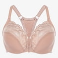 thumbnail image 1 of MELENECA Women's Racerback Front Closure Lace Unlined Plus Size Full Coverage Underwire Bra Beige 46C, 1 of 7