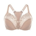 thumbnail image 1 of MELENECA Women's Racerback Front Closure Lace Unlined Plus Size Full Coverage Underwire Bra Beige 46C, 1 of 7