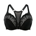 thumbnail image 1 of MELENECA Women's Racerback Front Closure Lace Unlined Plus Size Full Coverage Underwire Bra Black 36G, 1 of 7
