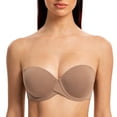 thumbnail image 1 of MELENECA Women's Stay Put Padded Cup with Lift Underwire Push Up Strapless Bras Brown 44B, 1 of 3