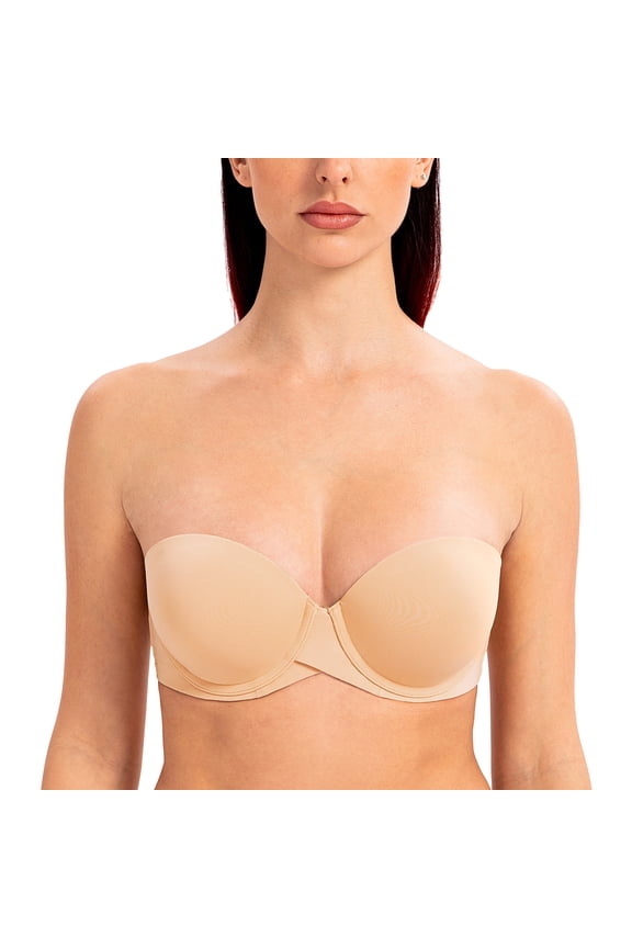 Women's Stay Put Padded Cup with Lift Underwire Push Up Strapless Bras Sunkiss 38DD