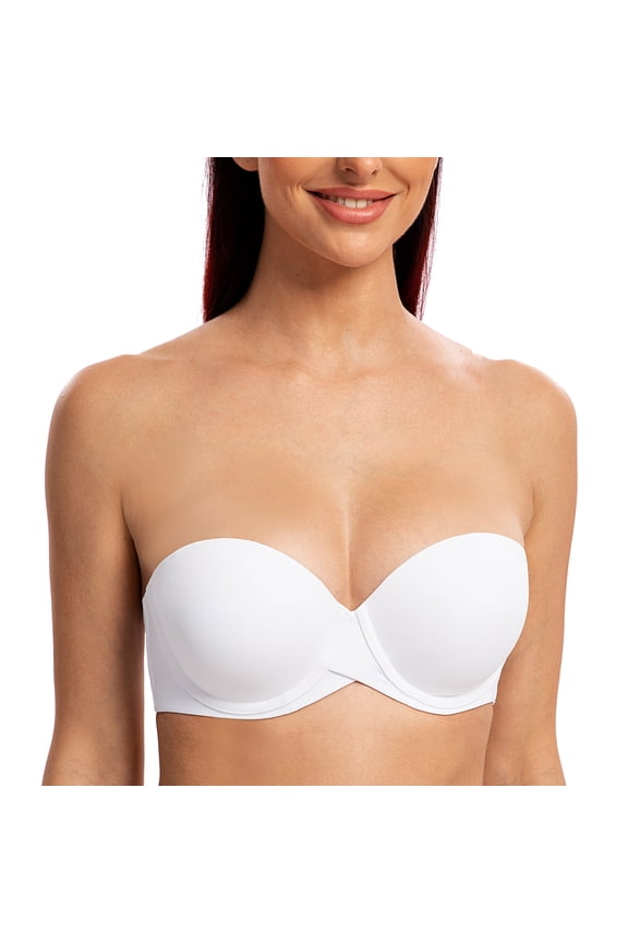 Women's Stay Put Padded Cup with Lift Underwire Push Up Strapless Bras White 38DD