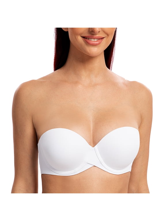Women's Stay Put Padded Cup with Lift Underwire Push Up Strapless Bras White 38E