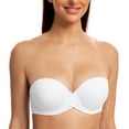 thumbnail image 1 of MELENECA Women's Stay Put Padded Cup with Lift Underwire Push Up Strapless Bras White 42C, 1 of 3