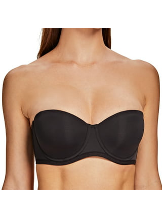 MELENECA Women's Unlined Strapless Bra with Underwire Minimizer for Large  Busts Seamless Jacquard Fabric Black 34E 