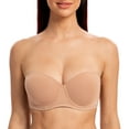 thumbnail image 1 of MELENECA Women's Strapless Bra for Large Bust Back Smoothing Plus Size with Underwire Cappuccino 44C, 1 of 3