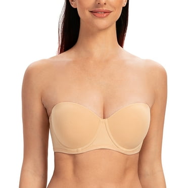 MELENECA Women's Strapless Bra for Large Bust Back Smoothing Plus Size with Underwire Sunkiss 44B
