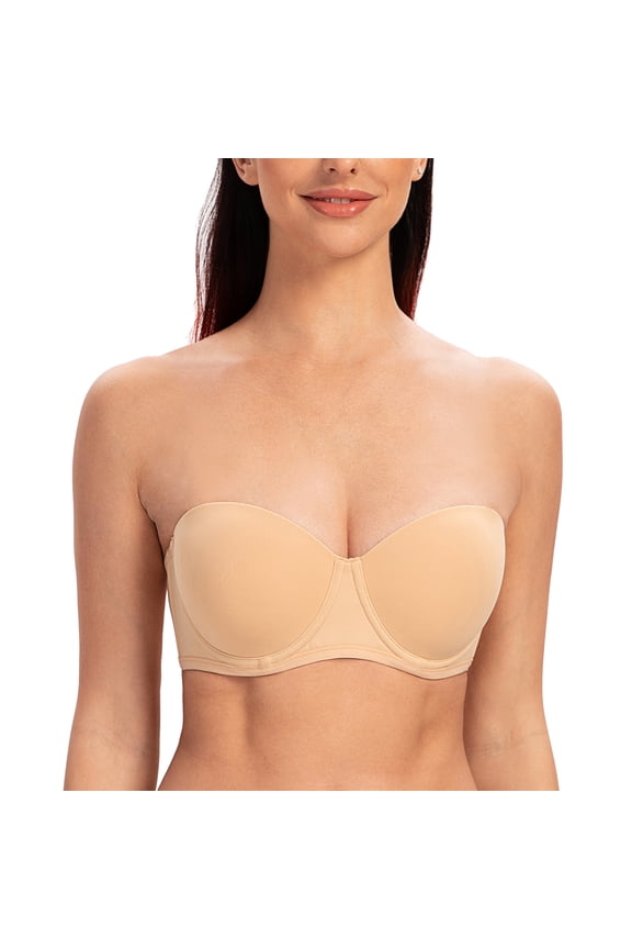 Women's Strapless Bra for Large Bust Back Smoothing Plus Size with Underwire Sunkiss 44DD