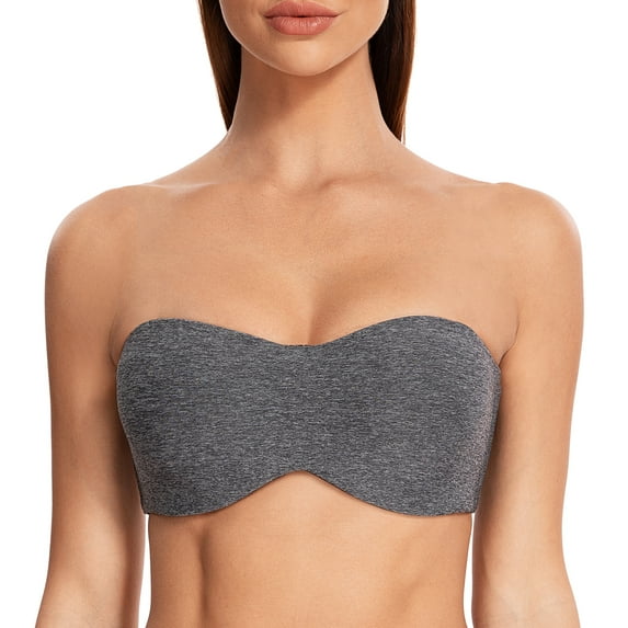 MELENECA Women's Strapless Bras for Large Bust Minimizer Unlined with Underwire Clear Strap Grey Heather 32DD
