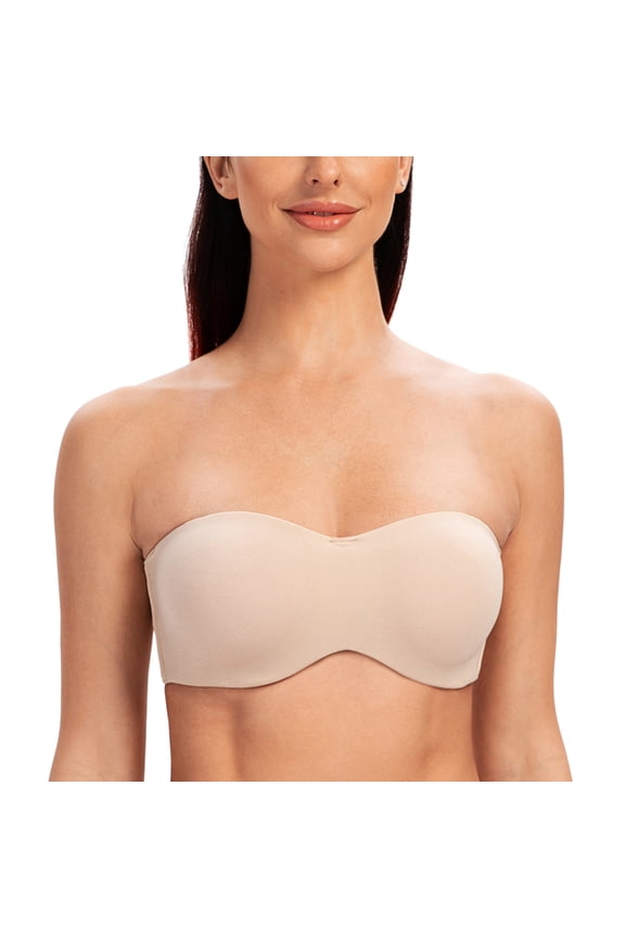 Women's Strapless Bras for Large Bust Minimizer Unlined with Underwire Clear Strap Pale Nude Heather 32F