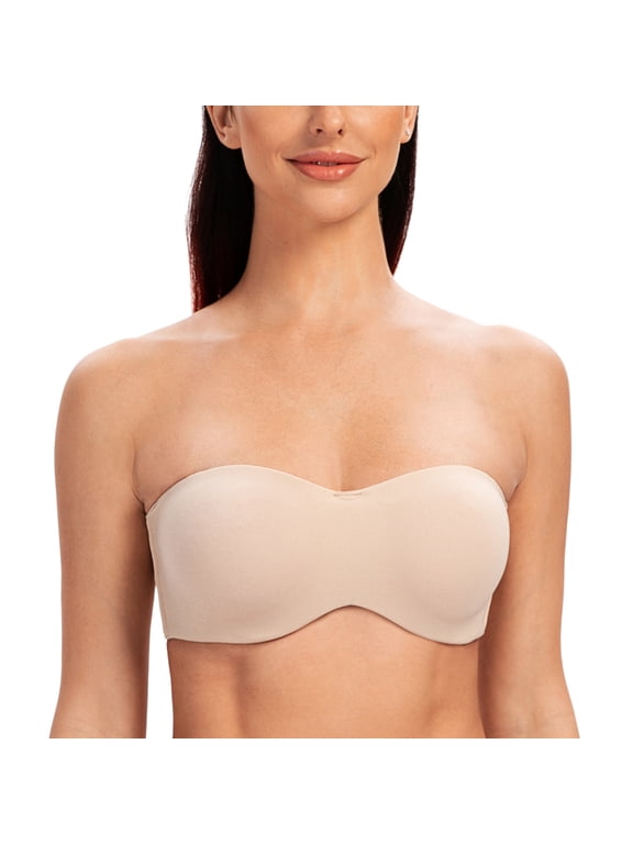 Women's Strapless Bras for Large Bust Minimizer Unlined with Underwire Clear Strap Pale Nude Heather 36B