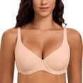 thumbnail image 1 of MELENECA Women's V-Neck Minimizer Underwire Plus Size Unlined Plunge T-shirt Bras Beige 48C, 1 of 6