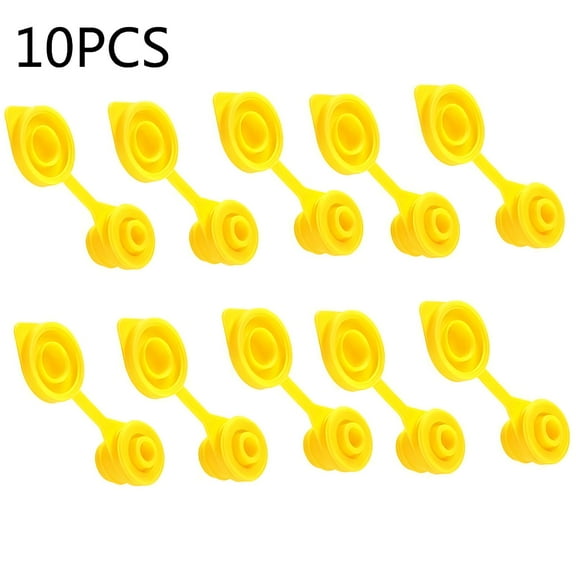 MELIVO 10 Pack Yellow Gas Can Vent Caps, Replacement Fuel Jug Plug for Oil Containers, Durable Rubber Vent Cap for Gas Tanks and Self-Service Pumps
