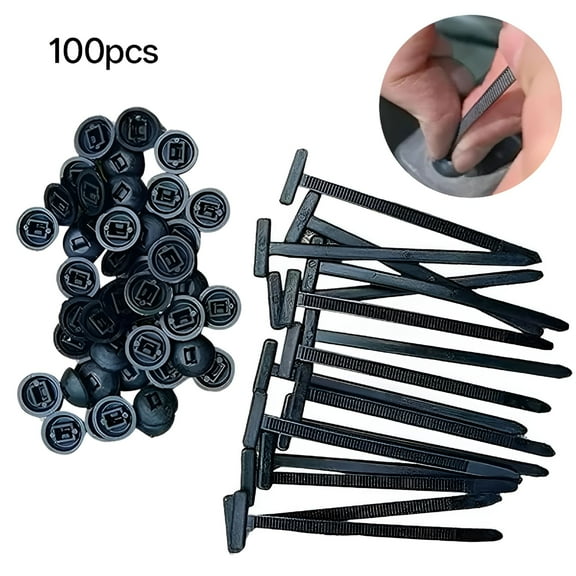 MELIVO 100Pcs Nylon Universal Cable Tie Buckle for Car,Automotive Zipper Clips,Plastic Rivet Grip Zip Ties,Push Pin Clip Auto Body Parts Trim,Snap-Fit Bumper Retainer Fender Liner Door Panel Fastener