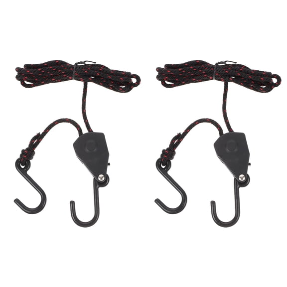 MELIVO 2 PCS Pulley Ratchets Kayak and Canoe Boat Bow and Stern Rope Lock Tie Down Strap 1/8 Inch Heavy Duty Adjustable Rope Hanger 68KG Weight Capacity