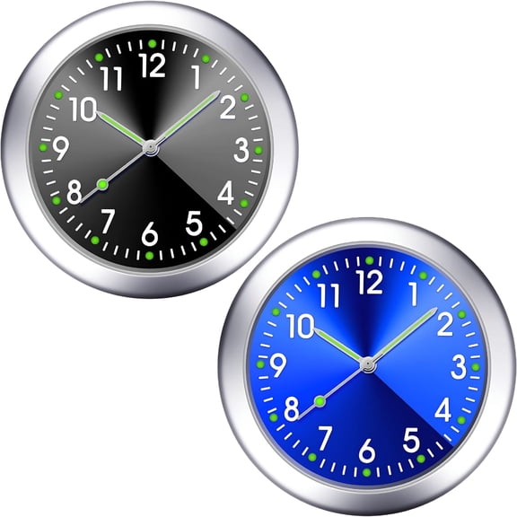 MELIVO 2 PCS Stick on Dashboard Car Clock, 4cm/1.6" Mini Tiny Analog Quartz Luminous Air Vent Clocks, Self Adhesive Automotive Vent Clocks Watch, Vehicle Clock for Dashboard Decoration