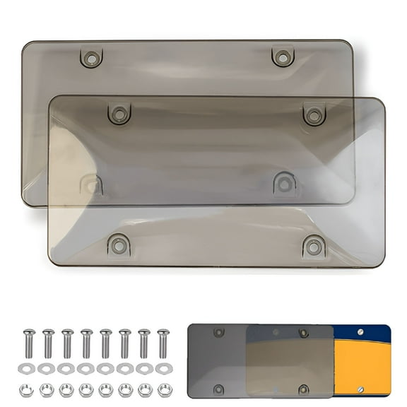 MELIVO 2 Pack Car License Plate Tinted Tag Shield Cover Plastic Clear Protector Car License Plate Frame Exterior Accessories