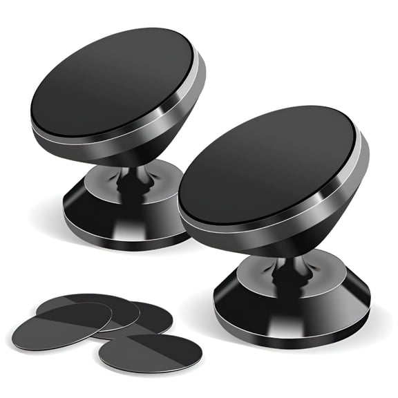 MELIVO 2 Pack Magnetic Phone Car Mount, Strong Magnet Cell Phone Holder with 4 Metal Plates, 360 Rotation Dashboard Mount for iPhone, Samsung and More
