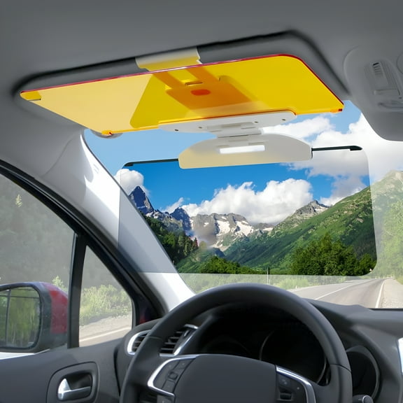 MELIVO 2 Pack Sun Visor Extender for Car, 2 in 1 Day and Night Polarized PC Car Sun Visor Extender Anti Glare Blocker HD Windshield Glare Blocking Visor