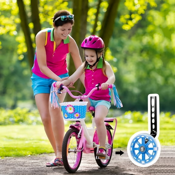 MELIVO 20 Inch Bike Training Wheels, Bike Wheels-Adjustable, Mute Flash Wheels with Adjustable Bicycle Stabilizer Mounted Kit Compatible for 12 14 16 18 20 Inch Single Speed Bike