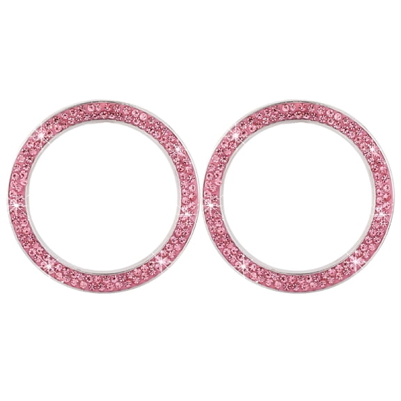 MELIVO 2Pcs Car Engine Start Pink Rhinestone Decorative Ignition Button Ring