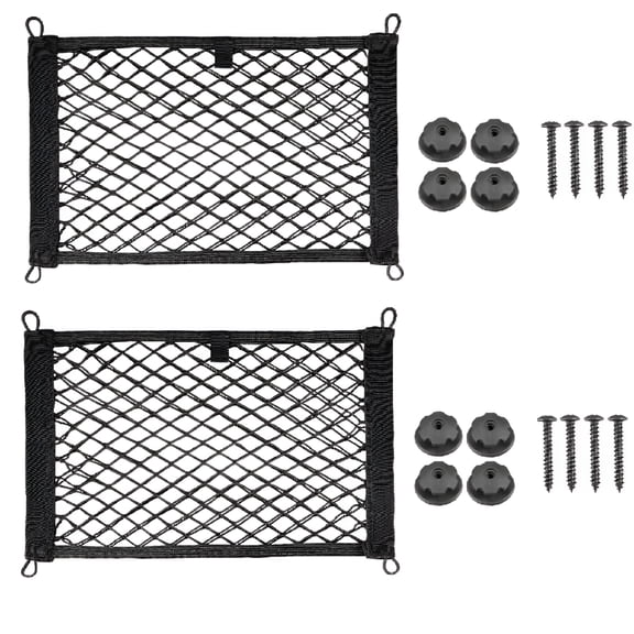 MELIVO 2X Car Stretchable Small Cargo Net Pocket Trunk Side Elastic Storage Mesh Bag,for Car,SUV,Truck,Travel,Organization