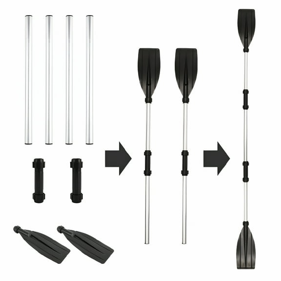 MELIVO 2pcs 80'' Boat Oars, Kayak Paddles Double Ended Adjustable Length Aluminum Detachable Paddles With Anti-slip Grips For Dinghy