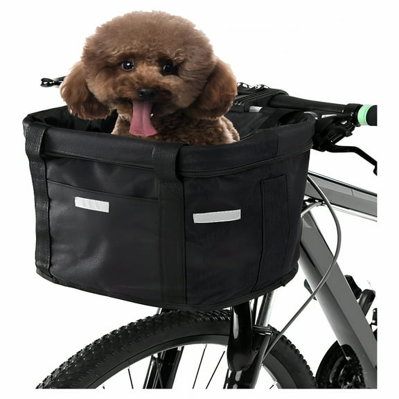 MELIVO Bicycle Front Basket Removable Waterproof Bike Handlebar Basket Pet Carrier Frame Bag