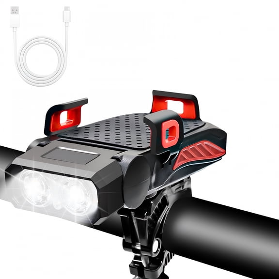MELIVO Bike Light Cell Phone Mount: Led USB Rechargeable Bike Light - Bike light with Horn for Night Riding Waterproof