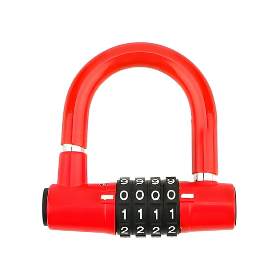 MELIVO Bike Lock,1.97"*1.89" Bike Lock Combination,U Bicycle Lock Scooter Locks Anti Theft,Red