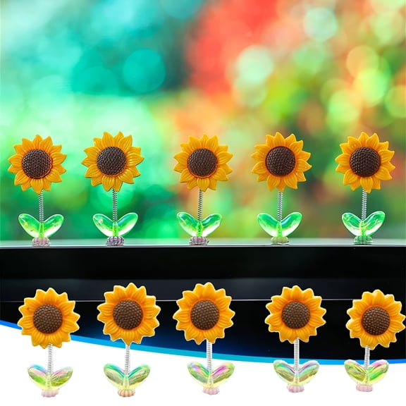 MELIVO Car Bobble Head Small Cool Accessories for Automobiles Flower Sunflower Car Ornament Car Decoration
