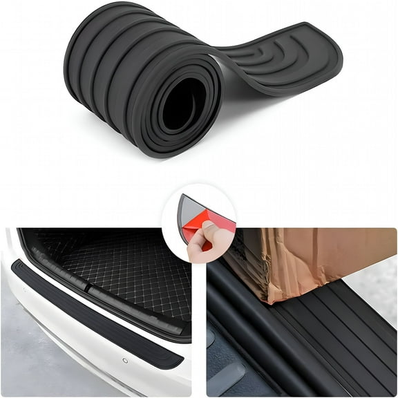 MELIVO Car Rear Bumper Protector Guard - Anti-Scratch,Non-Slip,35.4 in Black Rubber Accessory