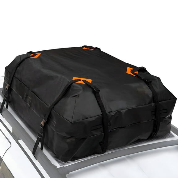 MELIVO Car Rooftop Cargo Carrier Bag, 15 Cubic Feet 420D Waterproof Car Roof Bag with 8 Heavy-Duty Straps and Buckles for Cars, Trucks and SUV