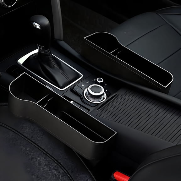 MELIVO Car Seat Pockets PU Leather Car Console Side Organizer Seat Gap Filler Catch Caddy, Multifunctional with Cup Holder Car Seat Crevice Storage Box Creamy-White (1 Pack)