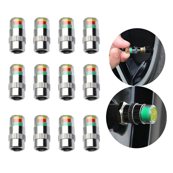 MELIVO Car Tire Caps 4 Pack Pressure Indicator - Car Tire Pressure Monitor Valve Stem Caps Sensor Indicator 3 Color Eye Alert,2.4bar 36psi Pressure Monitor Tire Valve Stem Caps With 3-Color Eye Alert