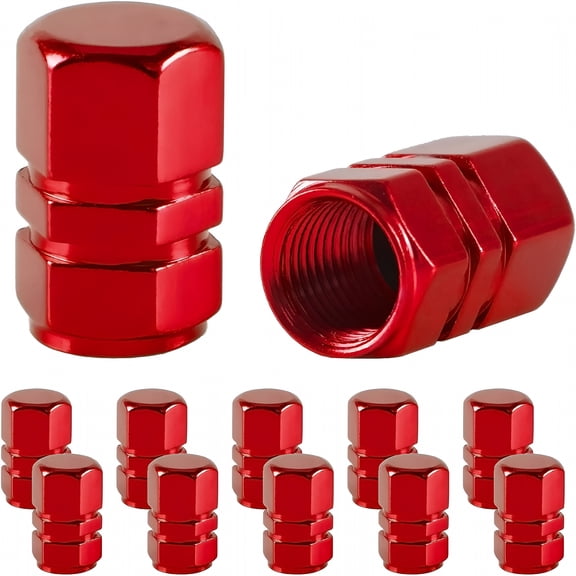 MELIVO Car Tire Valve Stem Caps, 12pcs Air Caps Cover, Universal for Cars, SUVs, Bike, Trucks and Motorcycles-Red