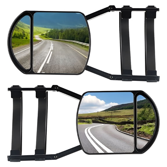 MELIVO Clip-on Towing Mirrors Extension Towing Mirror 360 Degree Rotation Adjustable Dual View Tow Mirror for Vehicle Car Truck Trailer, 2 Pieces