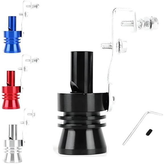 MELIVO Exhaust Pipe Oversized Roar Maker, Universal Cars and Motorcycles Accessories Turbo Whistle Exhaust Pipe, Aluminum Alloy Car Turbo Sound, Blow-Off Valve Muffler Replacement Parts (Black, L)