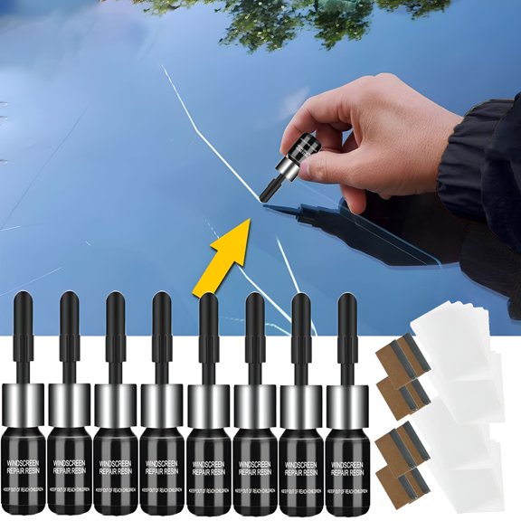 MELIVO Glass Fix Kit Windshield Crack Kit - Car Window Liquid Set - Automotive Glass Nano Car Window Glass Crack 8PCS/16ml