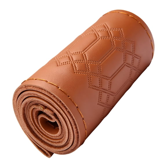 MELIVO Hand Sewn Steering Wheel Wrap Sewing Leather Steering Wheel Cover Embossed Pattern Stitch Steering Wheel Protector Wrap for Car Interior Accessories with Needles and Threads Brown