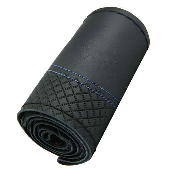 MELIVO Hand Sewn Steering Wheel Wrap Sewing Steering Wheel Cover Leather Stitch Steering Wheel Protector Wrap for 38CM Steering Wheels Stable Control Car Interior Accessories Black-Blue